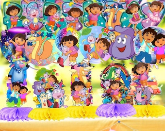 Mesa de nido de abeja Doora y remolinos colgantes para decoración de fiestas temáticas, centro de mesa, suministros de cumpleaños, idea para baby shower de niño y niña