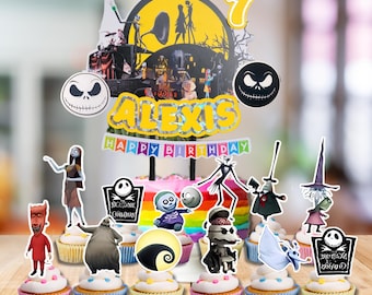 Custom jack skellington halloween Cake Topper Cupcake Toppers for Theme party decoration centerpiece birthday supplies baby shower