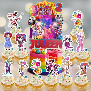 Custom Diggy Circus clown Cake Topper Cupcake Toppers for Theme party decoration centerpiece birthday supplies baby shower boy girl idea
