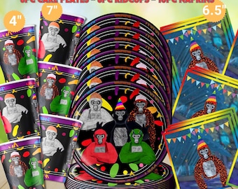 Gorilla tag VR tableware Honeycomb Table Hanging Swirls Theme party decoration centerpiece birthday supplies baby shower boy girl