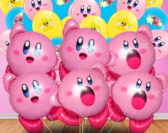 Ramo de globos de látex con forma de Kirby Star para decoración de fiestas temáticas, centro de mesa, artículos para cumpleaños, baby shower (niño o niña).