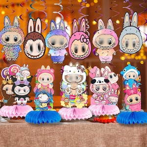 Lab Plush Set tableware Honeycomb Table Hanging Swirls Theme party decoration centerpiece birthday supplies baby shower boy girl