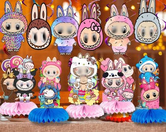 Lab Plush Set tableware Honeycomb Table Hanging Swirls Theme party decoration centerpiece birthday supplies baby shower boy girl