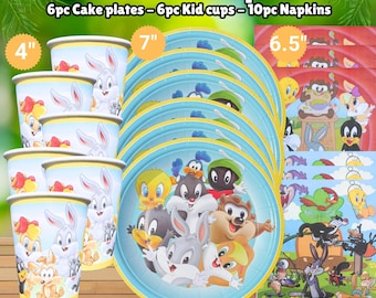 BABY LOONEY Cartoon Honeycomb Table & Hanging Swirls for Theme party decoration centerpiece birthday supplies baby shower boy girl idea