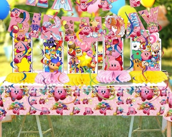 KIRBY STAR tableware Honeycomb Table Hanging Swirls Theme party decoration centerpiece birthday supplies baby shower boy girl