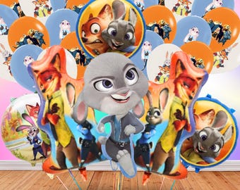 Zootopia Bouquet latex foil balloons for Theme party decoration centerpiece happy birthday supplies baby shower boy girl idea