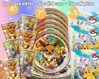 Pokeman Set tableware Honeycomb Table Hanging Swirls Theme party decoration centerpiece birthday supplies baby shower boy girl