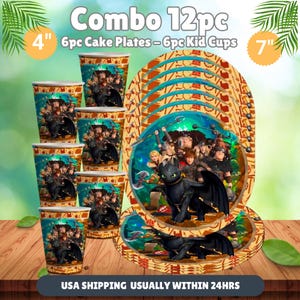 Training Dragon Set tableware Honeycomb Table Hanging Swirls Theme party decoration centerpiece birthday supplies baby shower boy girl