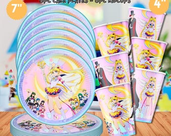 Sailor Kawaii Tableware Honeycomb Table & Hanging Swirls for Theme party decoration centerpiece birthday supplies baby shower boy girl idea
