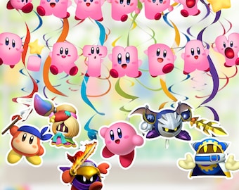 KIRBY STAR tableware Honeycomb Table Hanging Swirls Theme party decoration centerpiece birthday supplies baby shower boy girl