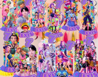 Cake Topper K-Pop Dem0n Hun-ters, 6 Pièces Hunters Cupcake Toppers, Set figurine Kpop Dem0n Hun