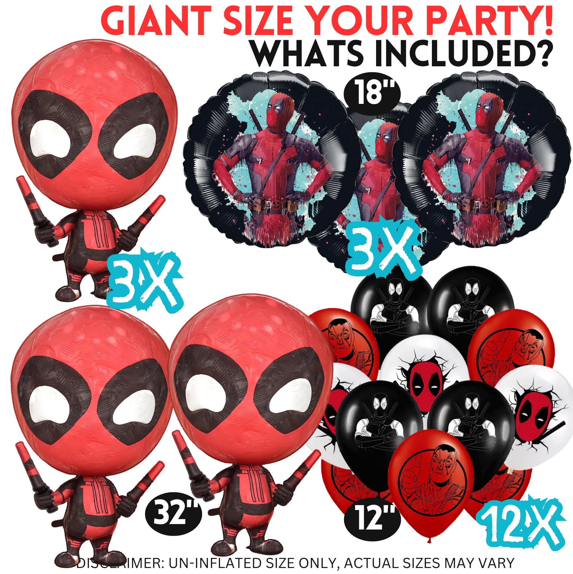 Deadpool Bouquet Latex Foil Balloons for Theme Party Decoration ...