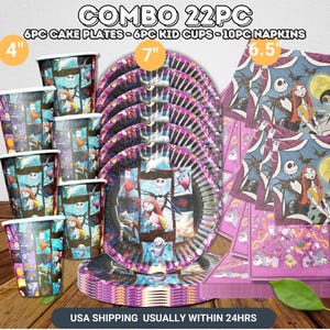 Pu&ograve; includere: Un set combinato da 22 pezzi con piatti da torta, bicchieri per bambini e tovaglioli. I piatti hanno un diametro di 17,78 cm, i bicchieri sono alti 10,16 cm e i tovaglioli 16,51 cm. Il set presenta un design colorato.