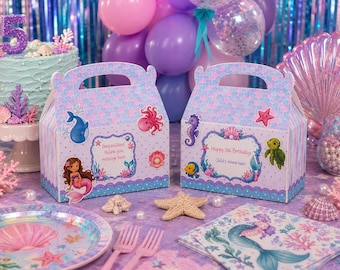 Mermaid Party Favor Box Kit | Personalized Mermaid Birthday Favor Box | DIY Sticker Activity Box |