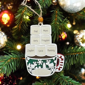 Marshmallow family Christmas ornaments