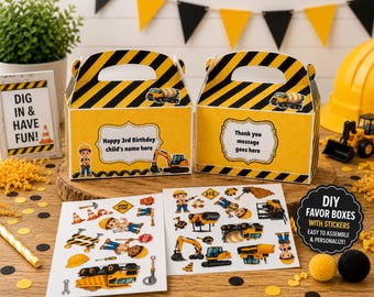 Construction Birthday Favor Boxes | DIY Decorate-Your-Own Party Activity Kit