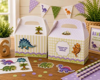 Dinosaur Birthday Favor Boxes | DIY Decorate-Your-Own Party Activity Kit