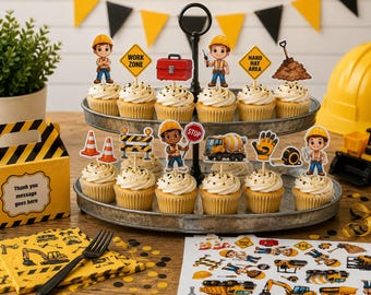 construction cupcake toppers