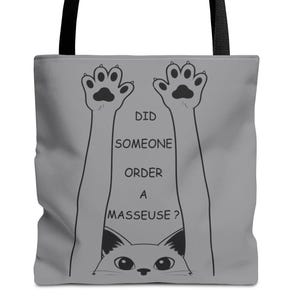 Funny Cheeky Cat Lover Tote Bag - Cute Animal Print Carryall Bag, Reusable Shopping Bag, Purse, Pet Organizer Bag, Gift for Cat & Pet Lover
