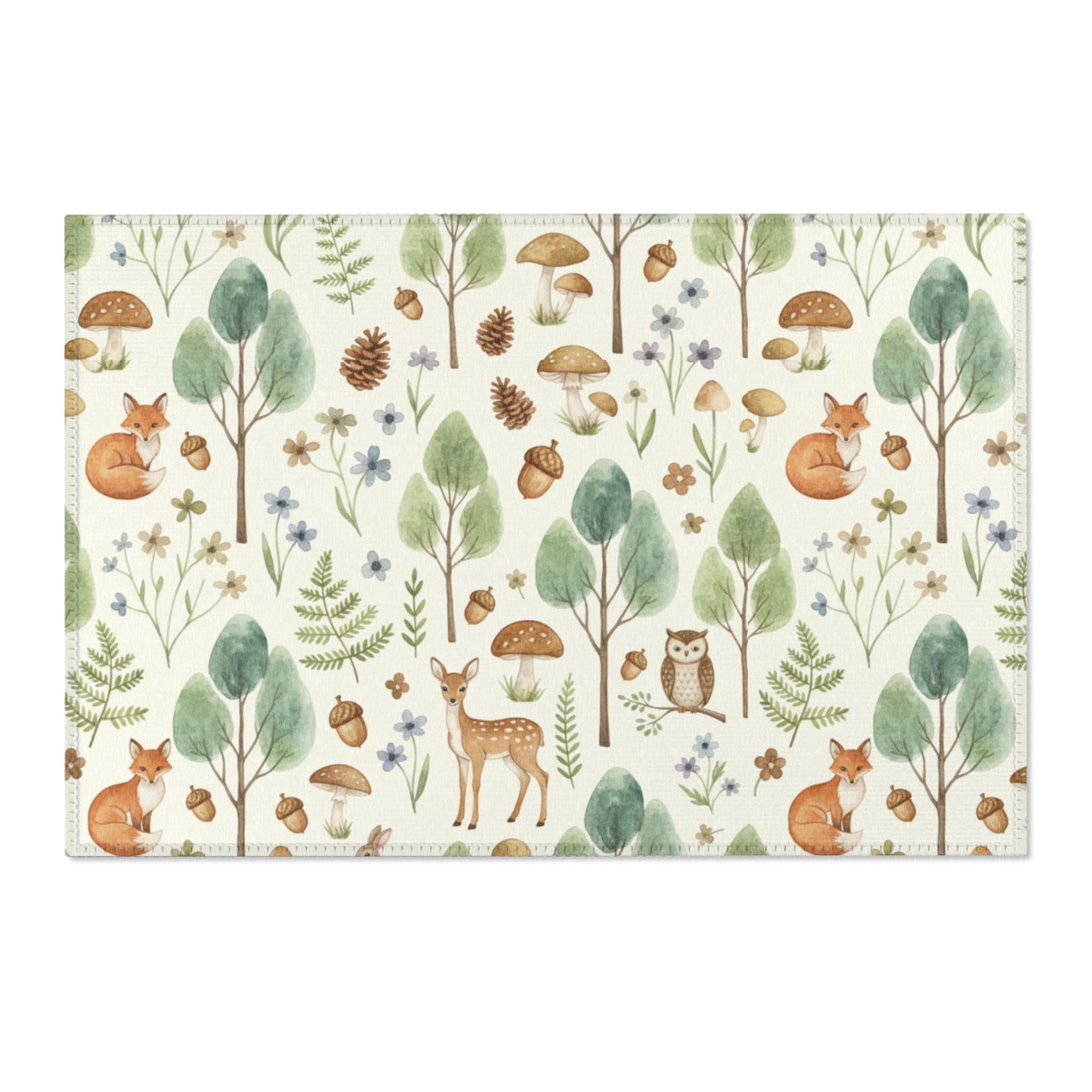 Magical Forest Rug Whimsical Forest Area Rug - Nursery Rug, Cozy Living Room Accent, Rug ...