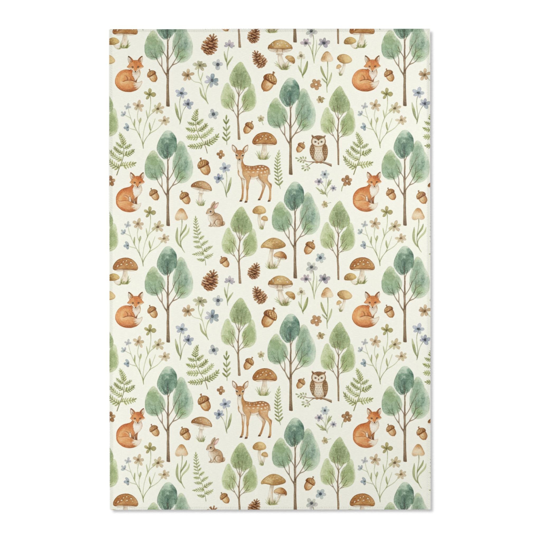 Whimsical Forest Area Rug - Nursery Rug, Cozy Living Room Accent, Rug ...