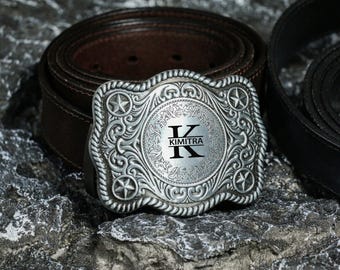 Initial Belt Buckles * A to Z * Western Style * Silver  display picture 1