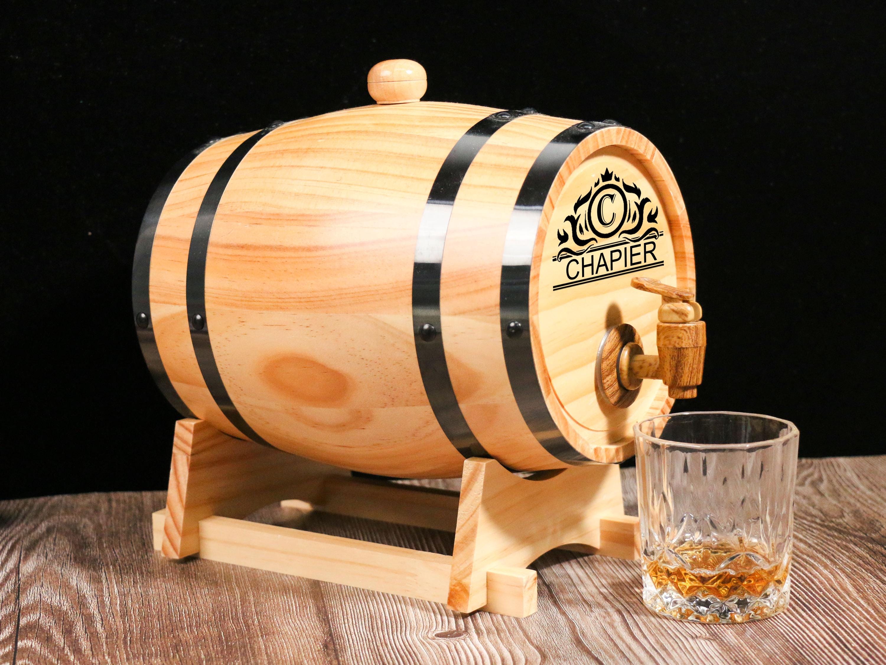 Alipis Wood Wine Barrel Planter - Rustic Whiskey Barrel Bucket For Succulents, Photo Prop, Decor