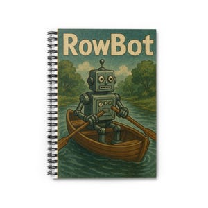 Vintage Robot Spiral Notebook, Ruled Line for Techies and Robotic Engineers - STEM Gift, Science Journal, Robot Lover Stationery, Retro Tech