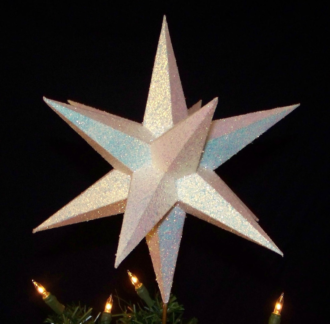 9 White Gold Glittered Christmas Tree Topper Star, 12 Point Star Etsy