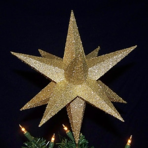 12&quot; Gold glittered handmade Christmas Tree Topper, 12 points