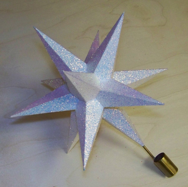 9 White Gold Glittered Christmas Tree Topper Star, 12 Point Star Etsy