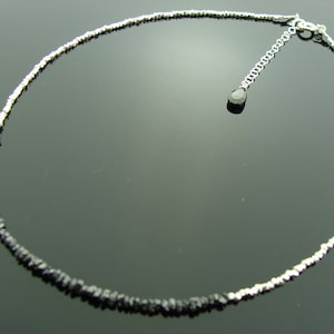 Raw Black Diamond Necklace · Genuine Uncut Diamond · 925 Sterling Silver Necklace · April Birthstone Gift for Her