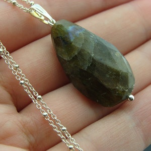 Flash Labradorite 925 Sterling Sliver Pendant Necklace Gift image 4