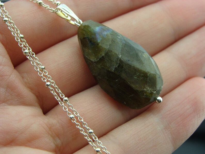 Flash Labradorite 925 Sterling Sliver Pendant Necklace Gift image 4