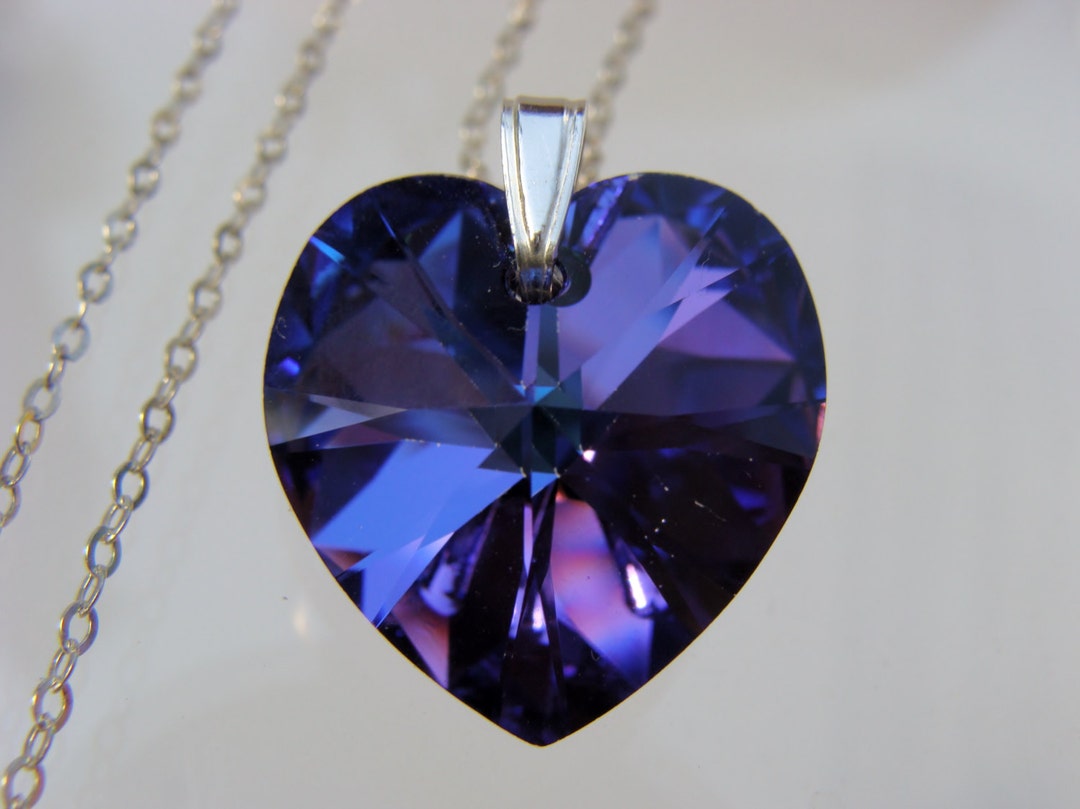 Gold Necklace Swarovski Cubic Zirconia Rainbow Blue Luckily