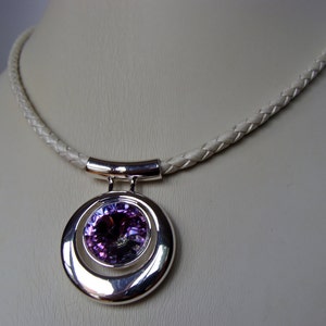Swarovski Crystal Vitrail Light Pendant · Genuine Leather Cord Necklace · Iridescent Gift for Her · Handmade Jewelry