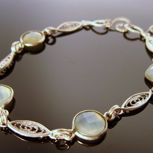 Sky Blue Chalcedony Filigree Sterling Silver Bracelet Gift image 4