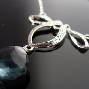 Teal Blue Quartz Bow Necklace · 925 Sterling Silver Pendant · Dainty Gemstone Jewelry · Gift for Her