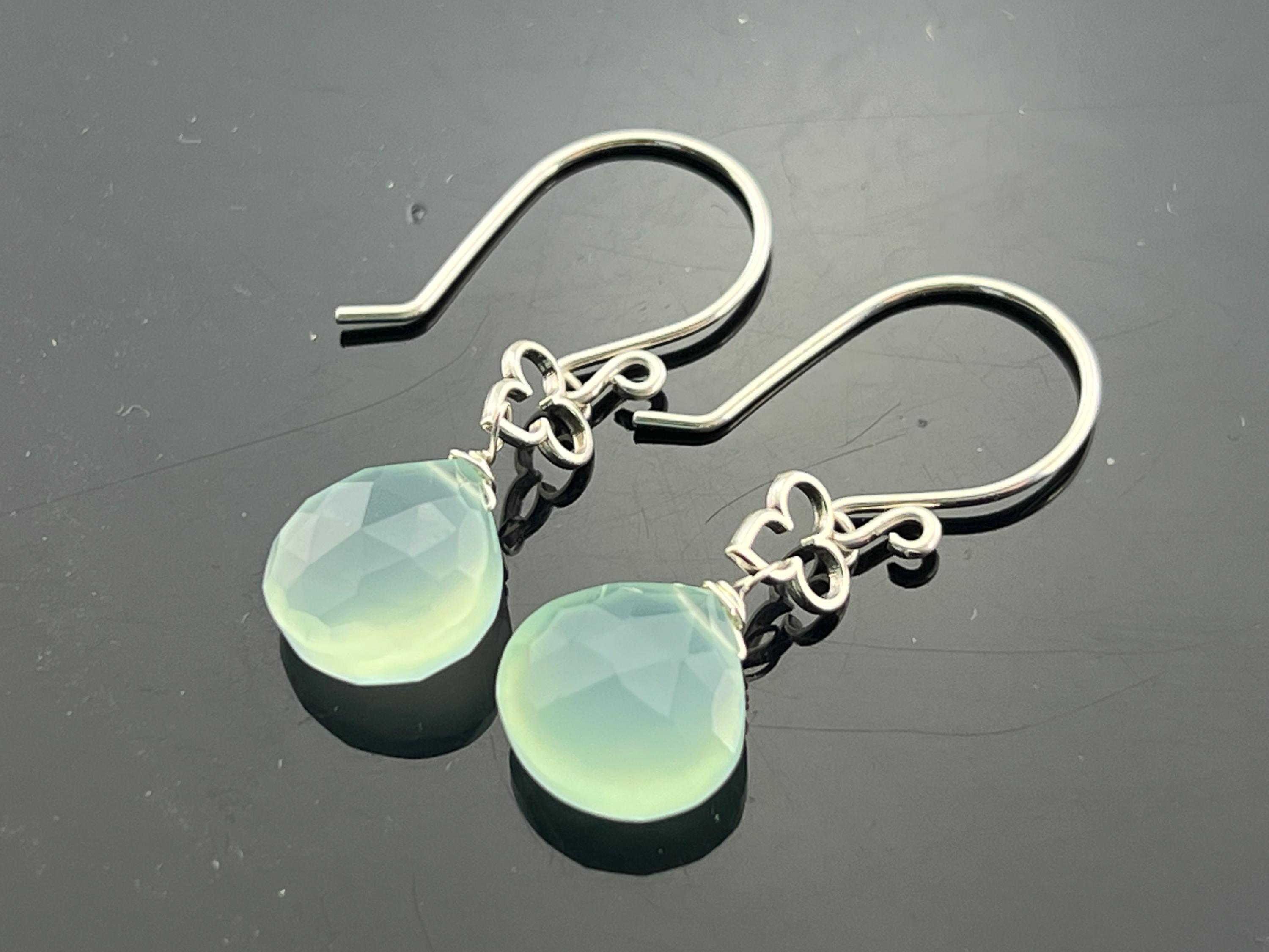 アクアカルセドニーイヤリング • 925スターリングシルバーダングル