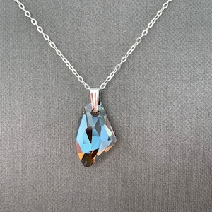 Swarovski Galactic Bronze Shade Crystal Pendant Necklace · 925 Sterling Silver · Geometric Jewelry · Gift for Her