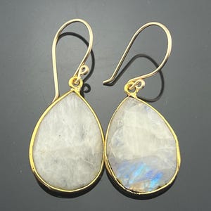 Rainbow Moonstone Drop Earrings • 14K Gold Filled Dangle Earrings