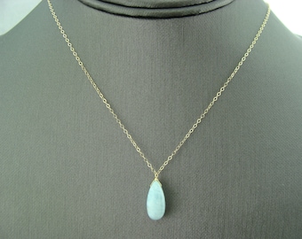 Collana con pendente in larimar • Oro 14 carati, placcato oro, argento sterling • Gioielli con pietre preziose oceaniche