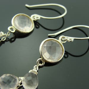 Rose Quartz 925 Sterling Silver Cascade Gemstone Earrings Gift image 3