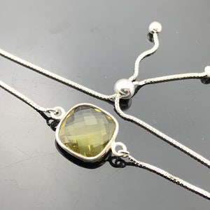 Lemon Quartz Bracelet · 925 Sterling Silver Adjustable Tassel · Sunny Gemstone Gift · Handmade Jewelry for Her