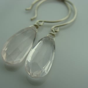 Rose Quartz Drop Earrings · 925 Sterling Silver Dangle Earrings · Pink Gemstone Jewelry · Gift for Her · October Birthstone