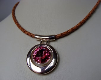 Swarovski Crystal Rose Pendant Genuine Leather Cord  Gift