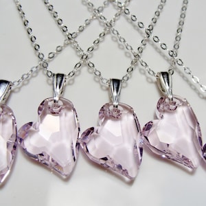 Colgante de corazón rosa · Cristal de Swarovski · Plata de ley 925 · Collar &quot;Dedicated To You&quot; · Regalo romántico de joyería · Regalo para ella