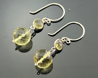 Lemon Quartz 925 Sterling Silver Dangle Earrings  Gift