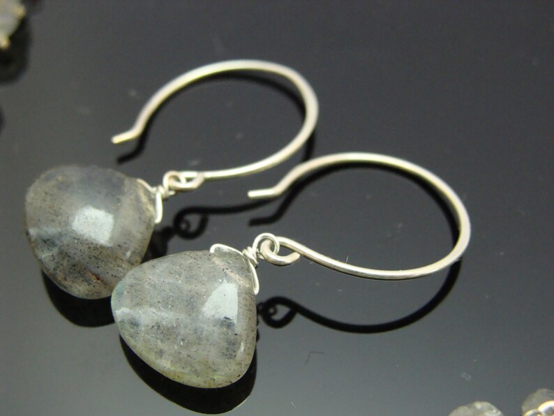 Set echte flash labradoriet ketting en oorbellen · 925 sterlingzilveren sieradenset · iriserende edelsteen cadeau voor haar afbeelding 3