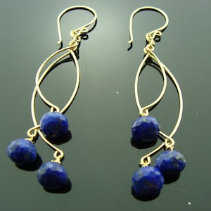 Long Lapis Lazuli Chandelier Earrings · 14K Gold Filled · Deep Blue Gemstone · Handmade Dangle Jewelry · Gift for Her